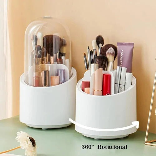 360° Degree Rotating Makeup Brush Holder with Dustproof Lid